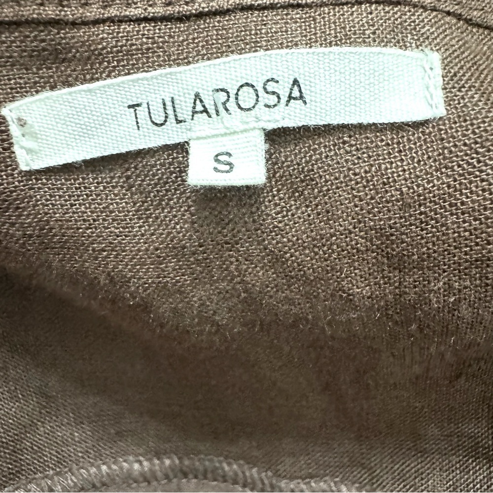 Tularosa Sherri Embroidered 100% linen Blouse in Chocolate Brown REVOLVE Sz S - Picture 6 of 8